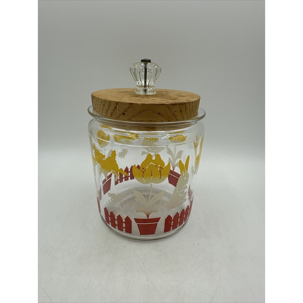 Vintage Jar Anchor Hocking Glass Biscuit Canister Storage 1940